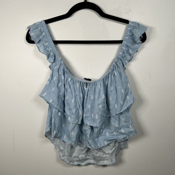 MISA Los Angles Women's Top Sleeveless Blye White Ruffle Layered Festival XS - Picture 4 of 8